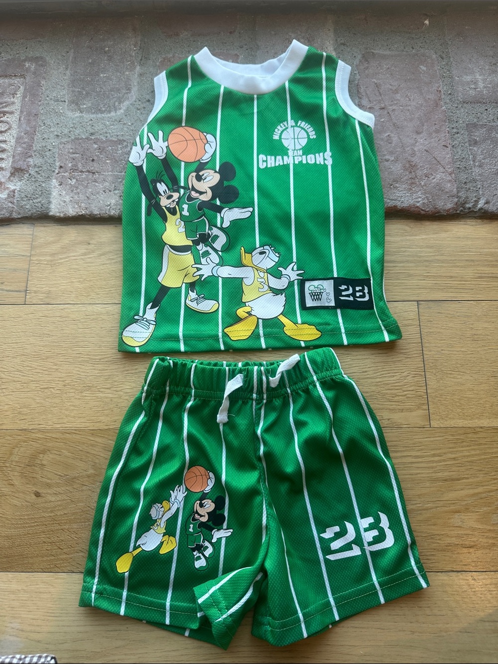 Disney Green Basketball Tank & Shorts Set with Mickey, Donald